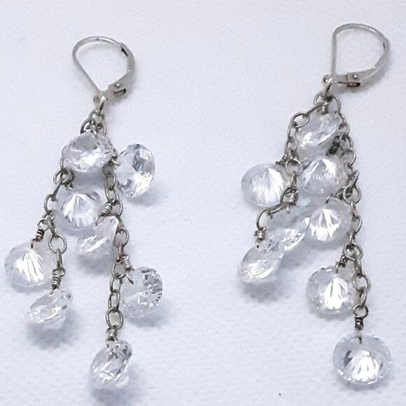 Designer Nina Nguyen sterling clear dangle earrings from her Sai-Gon Collection - Picture 1 of 14